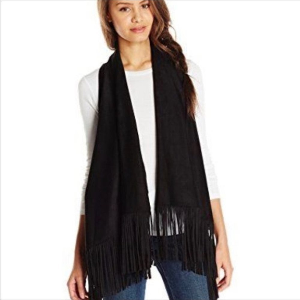 ❤️ Jolt Faux Suede Black Fringe Vest I